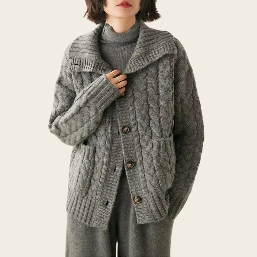 Ivy Turtleneck Wool Cardigan