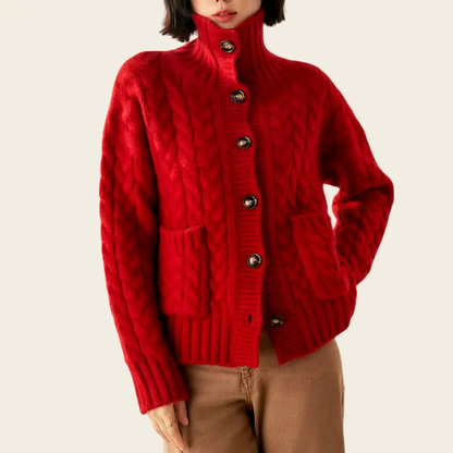 Ivy Turtleneck Wool Cardigan