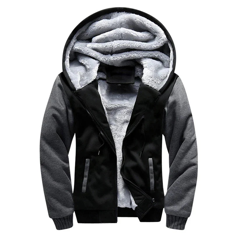 TrendAura Jack Mens Winter Hoodie Jacket Thick Fleece Lined Warmth With Camouflage Sleeves Hooded Design