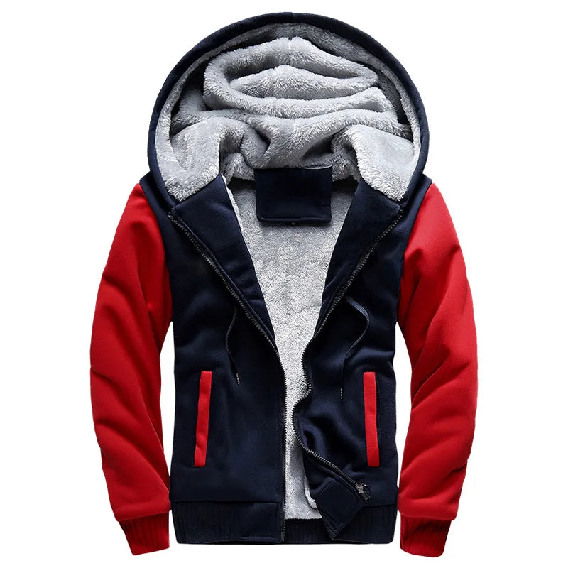 TrendAura Jack Mens Winter Hoodie Jacket Thick Fleece Lined Warmth With Camouflage Sleeves Hooded Design