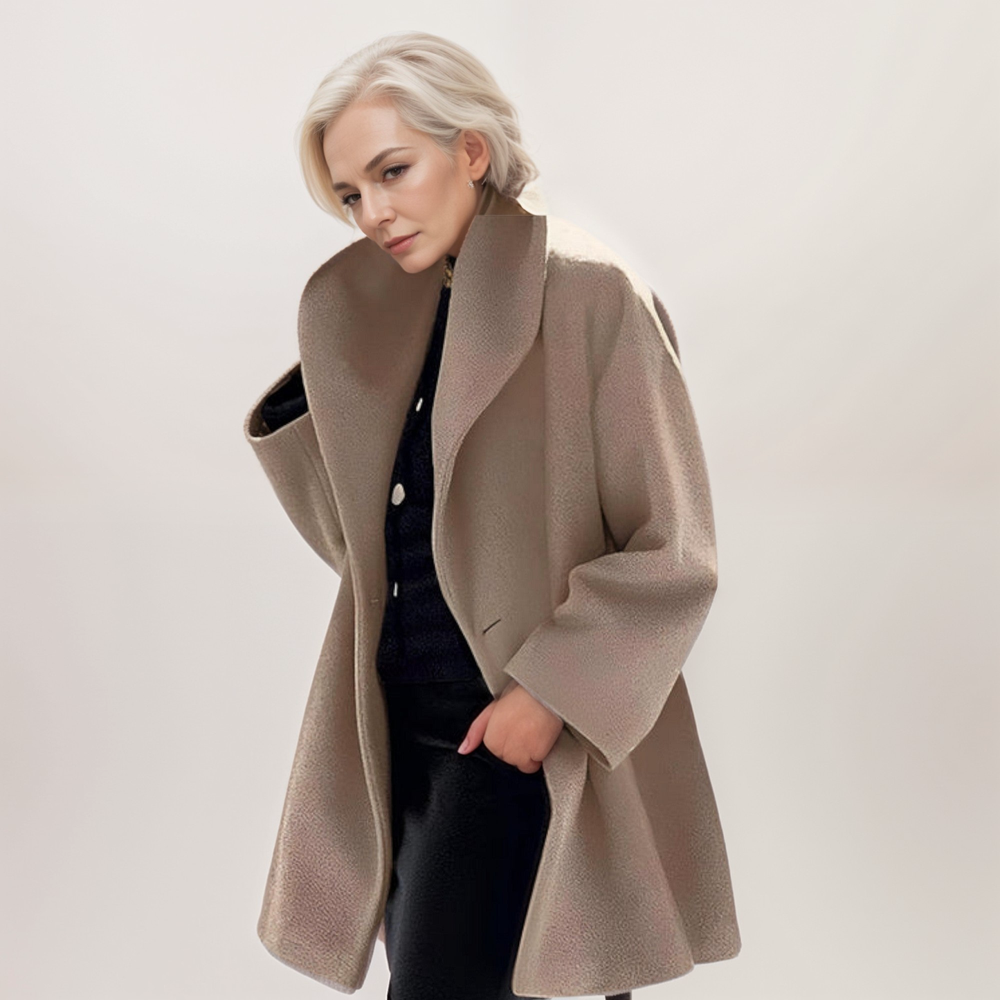 Odessa Windproof Coat For Women Wind Resistant Outerwear With Stylish Shawl Collar And Flattering Silhouette