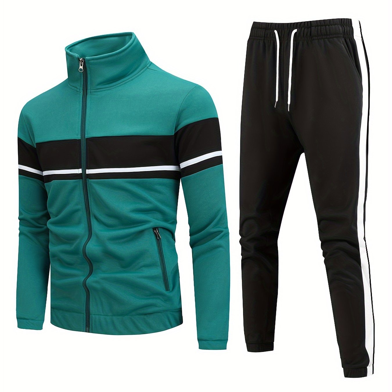 Mens Sporty Casual Tracksuit With Zip Jacket And Trousers For Active Men Versatile All Day Wear