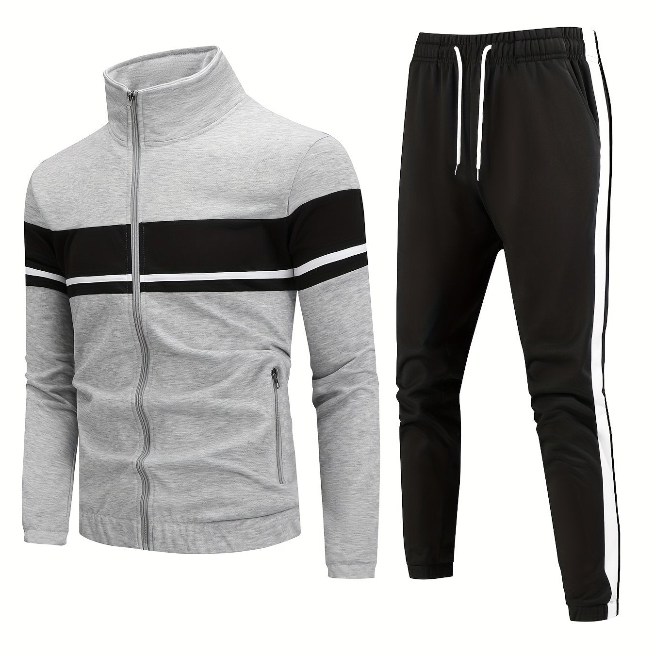 Mens Sporty Casual Tracksuit With Zip Jacket And Trousers For Active Men Versatile All Day Wear