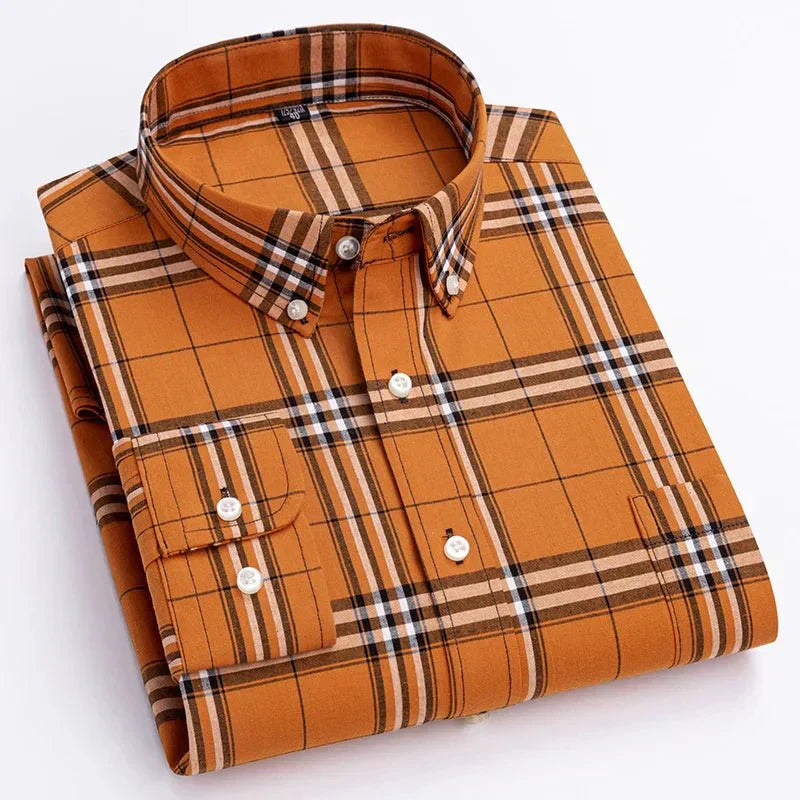 Bryan Men's Plaid Button Down Shirt by TrendAura Timeless Plaid Pattern with Modern Comfort for Everyday Wear