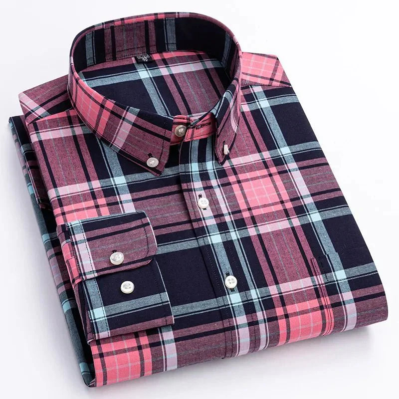 Bryan Men's Plaid Button Down Shirt by TrendAura Timeless Plaid Pattern with Modern Comfort for Everyday Wear