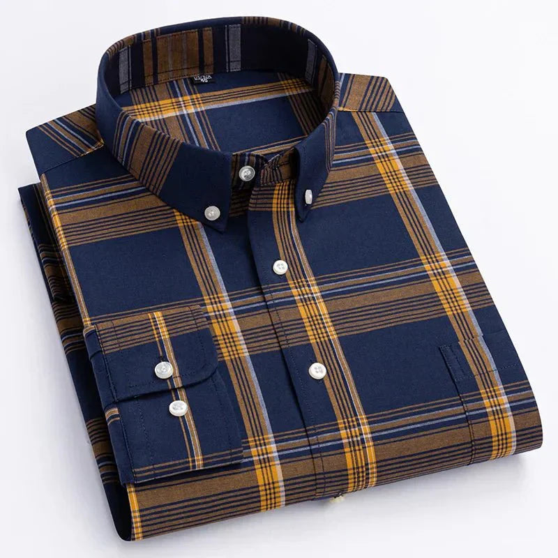 Bryan Men's Plaid Button Down Shirt by TrendAura Timeless Plaid Pattern with Modern Comfort for Everyday Wear