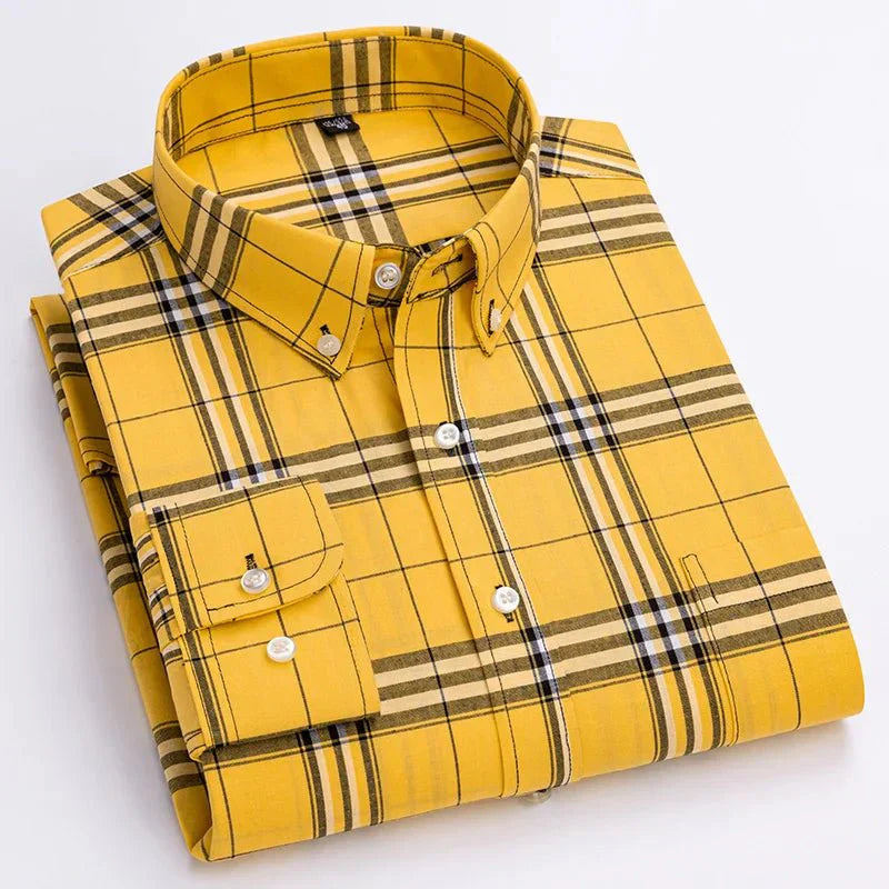 Bryan Men's Plaid Button Down Shirt by TrendAura Timeless Plaid Pattern with Modern Comfort for Everyday Wear