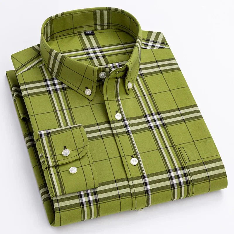 Bryan Men's Plaid Button Down Shirt by TrendAura Timeless Plaid Pattern with Modern Comfort for Everyday Wear