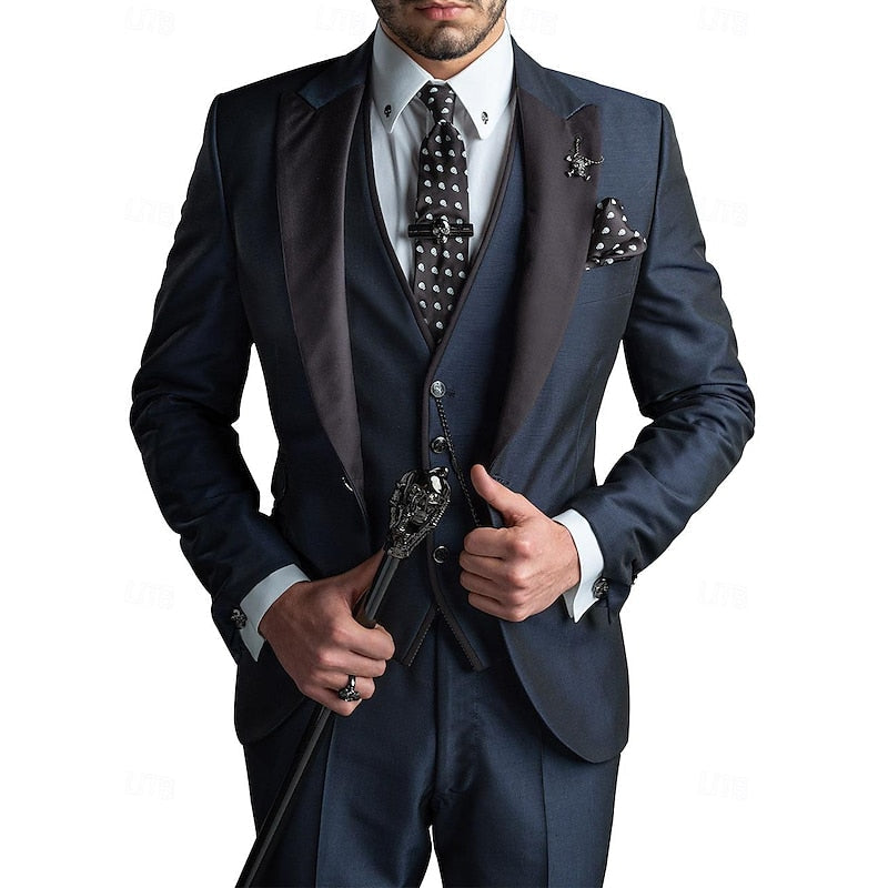 Oliver Men's Linen Three Piece Suit Set Blazer Vest Trousers Burgundy Formal Attire For Weddings