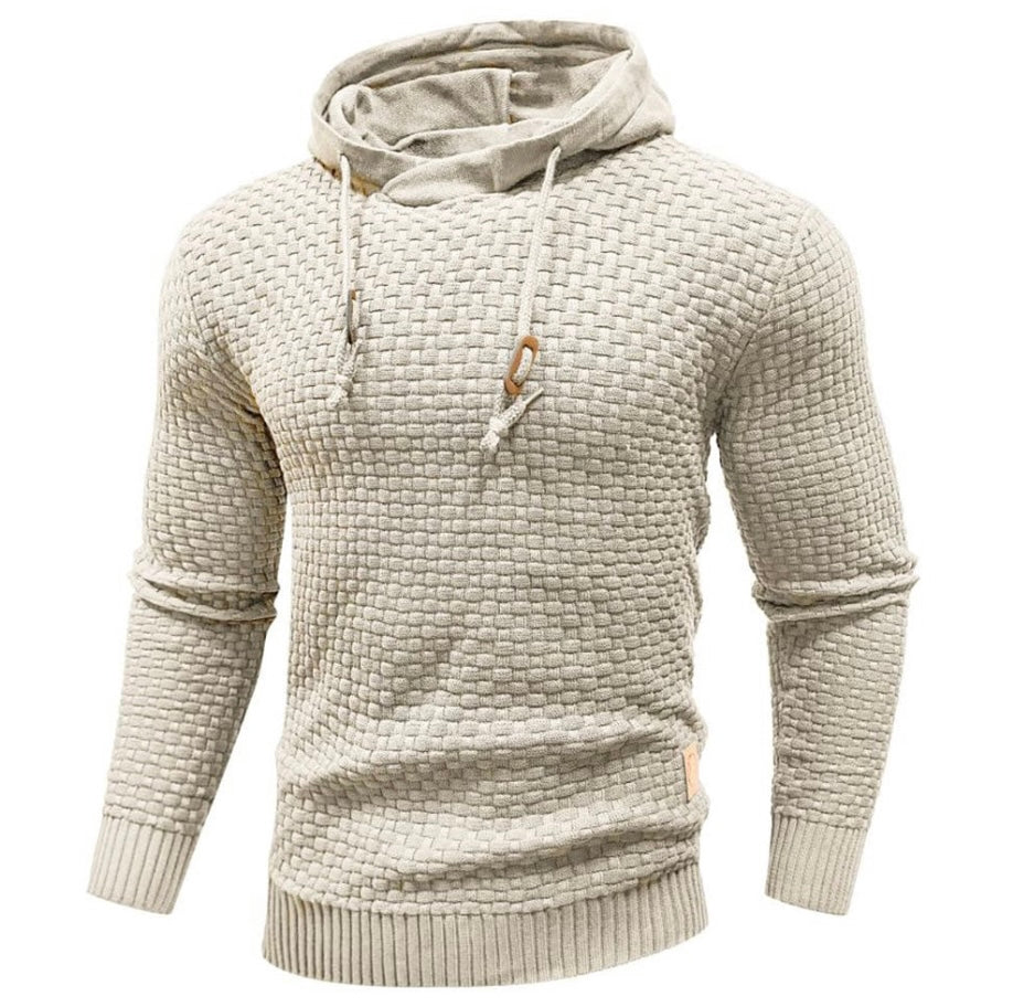 Jonathan Mens Textured Knit Hoodie By TrendAura With Drawstring And Modern Fit For Everyday Style
