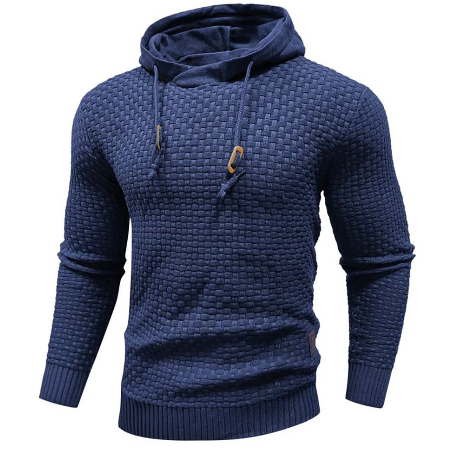 Jonathan Mens Textured Knit Hoodie By TrendAura With Drawstring And Modern Fit For Everyday Style
