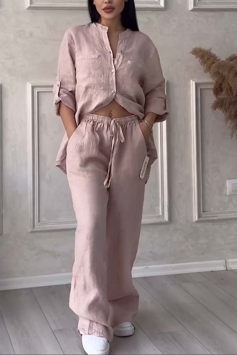 Women's linen set - airy blouse & wide pants