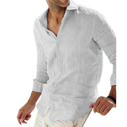 Men's Cotton Linen Long Sleeve Shirt Breathable Blend Relaxed Fit For Casual And Semi Formal Wear For Men