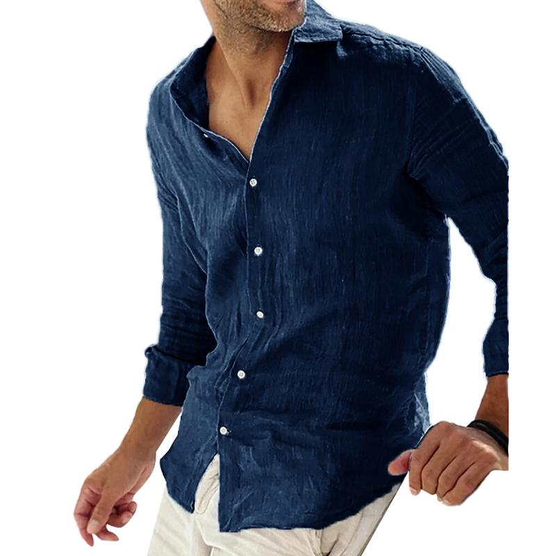 Men's Cotton Linen Long Sleeve Shirt Breathable Blend Relaxed Fit For Casual And Semi Formal Wear For Men