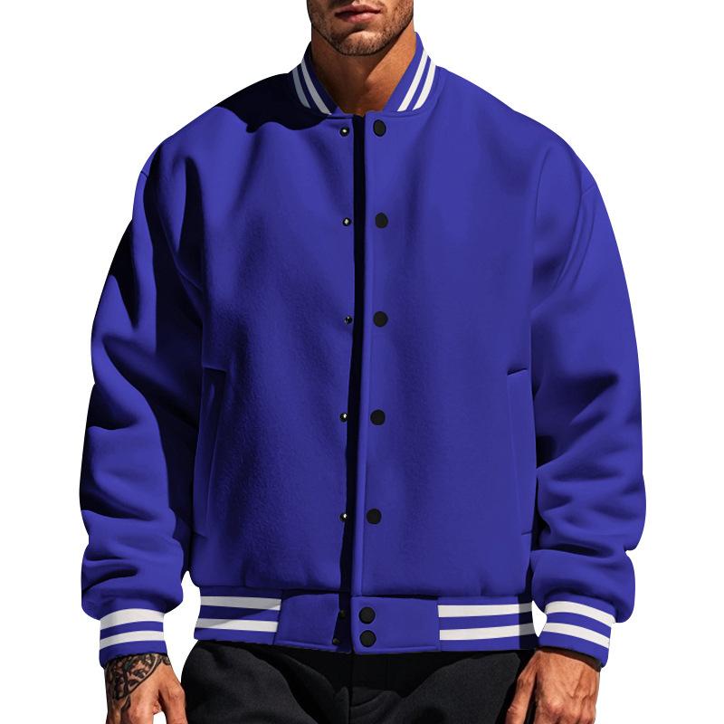 Casual men's baseball jacket with stand-up collar