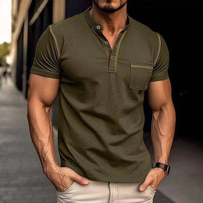 Mens Muscle Fit Henley Shirt Tight For Confident Men Bold Silhouette Versatile Edge