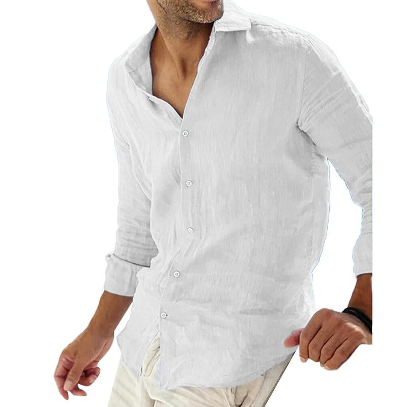 Men's Cotton Linen Long Sleeve Shirt Breathable Blend Relaxed Fit For Casual And Semi Formal Wear For Men