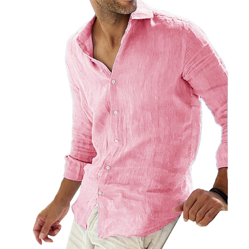 Men's Cotton Linen Long Sleeve Shirt Breathable Blend Relaxed Fit For Casual And Semi Formal Wear For Men