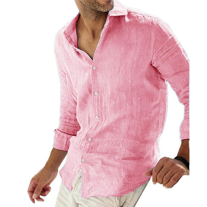 Men's Cotton Linen Long Sleeve Shirt Breathable Blend Relaxed Fit For Casual And Semi Formal Wear For Men