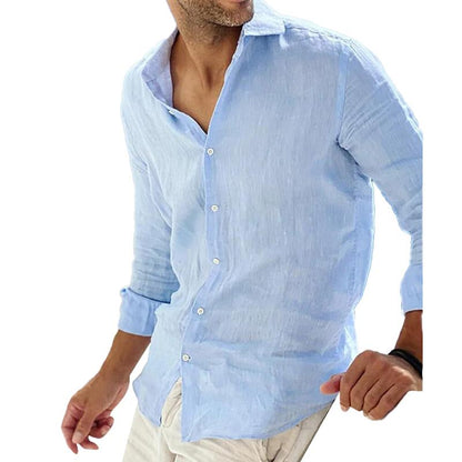Men's Cotton Linen Long Sleeve Shirt Breathable Blend Relaxed Fit For Casual And Semi Formal Wear For Men