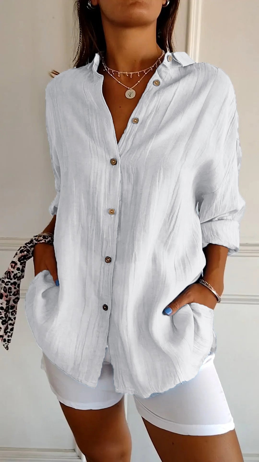 Lightweight Women's Button Down Shirt With Breathable Fabric For Office Or Casual Wear