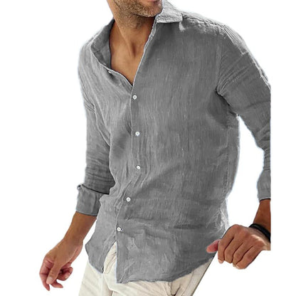 Men's Cotton Linen Long Sleeve Shirt Breathable Blend Relaxed Fit For Casual And Semi Formal Wear For Men