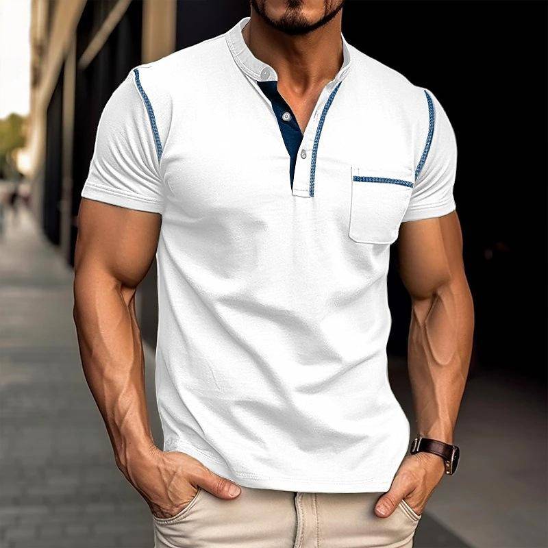 Mens Muscle Fit Henley Shirt Tight For Confident Men Bold Silhouette Versatile Edge