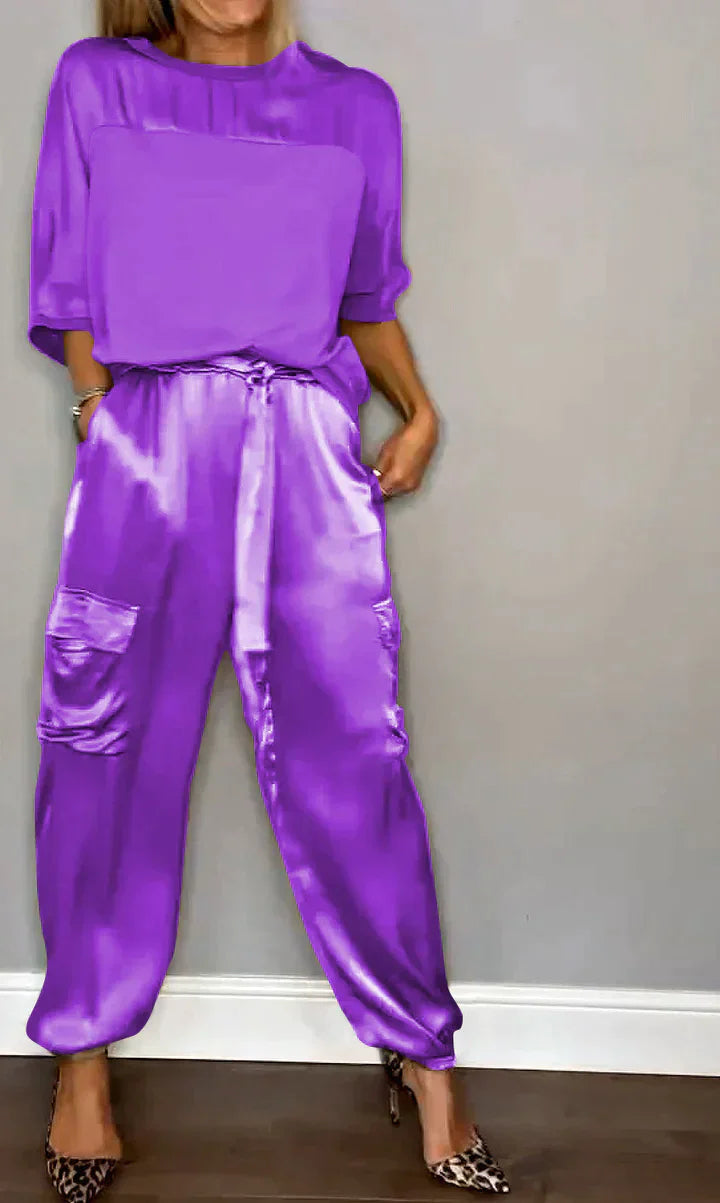 Elegant satin jumpsuit for women - chic and comfortable