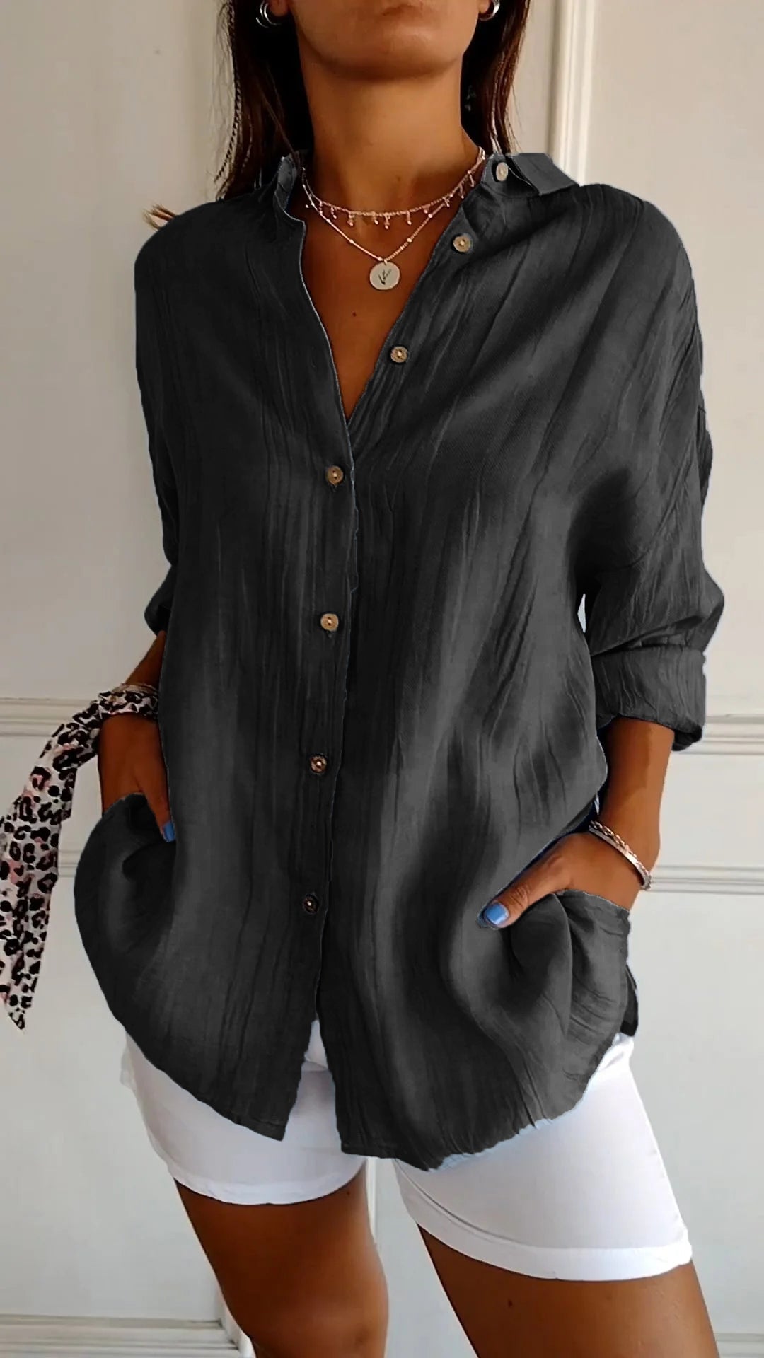 Lightweight Women's Button Down Shirt With Breathable Fabric For Office Or Casual Wear