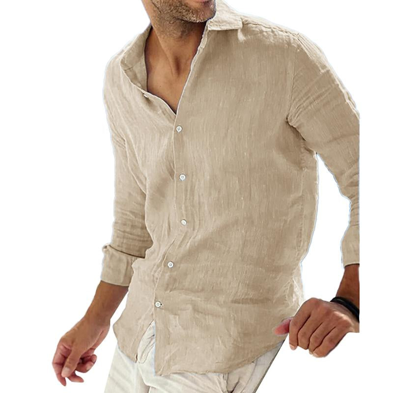 Men's Cotton Linen Long Sleeve Shirt Breathable Blend Relaxed Fit For Casual And Semi Formal Wear For Men