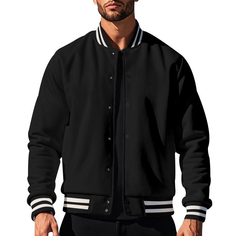 Casual men's baseball jacket with stand-up collar