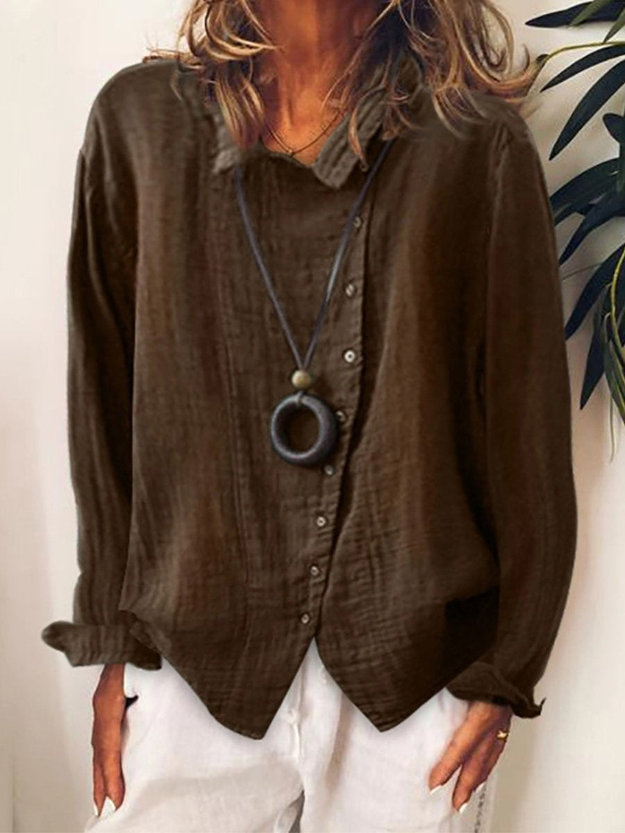 Long Linen Cotton Shirt For Women, Lightweight Relaxed Fit, Chic Layering Essential