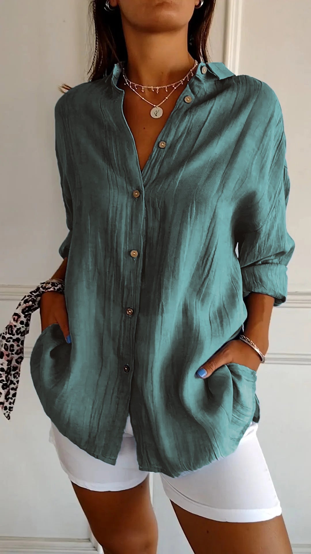 Lightweight Women's Button Down Shirt With Breathable Fabric For Office Or Casual Wear