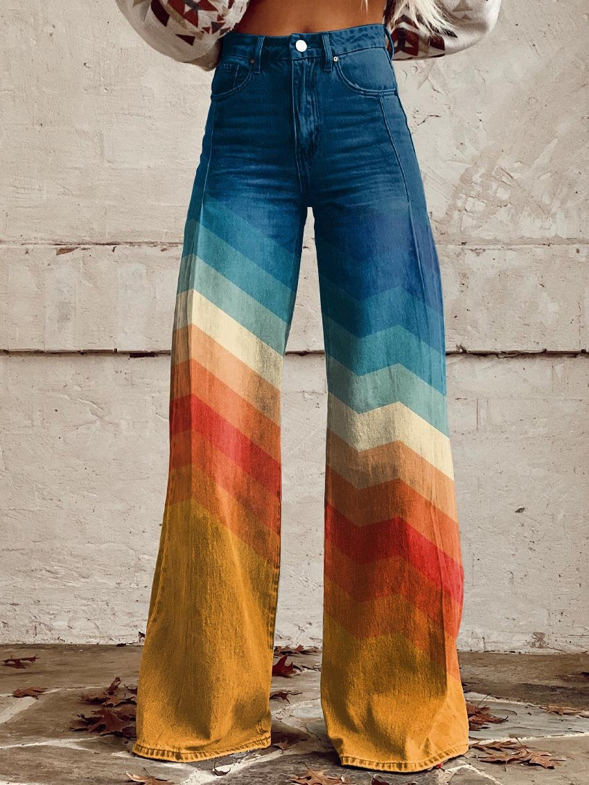 Sam Elegant Wide Leg Pants For Women With Multicolor Stripe Pattern Flattering Silhouette Comfortable And Versatile