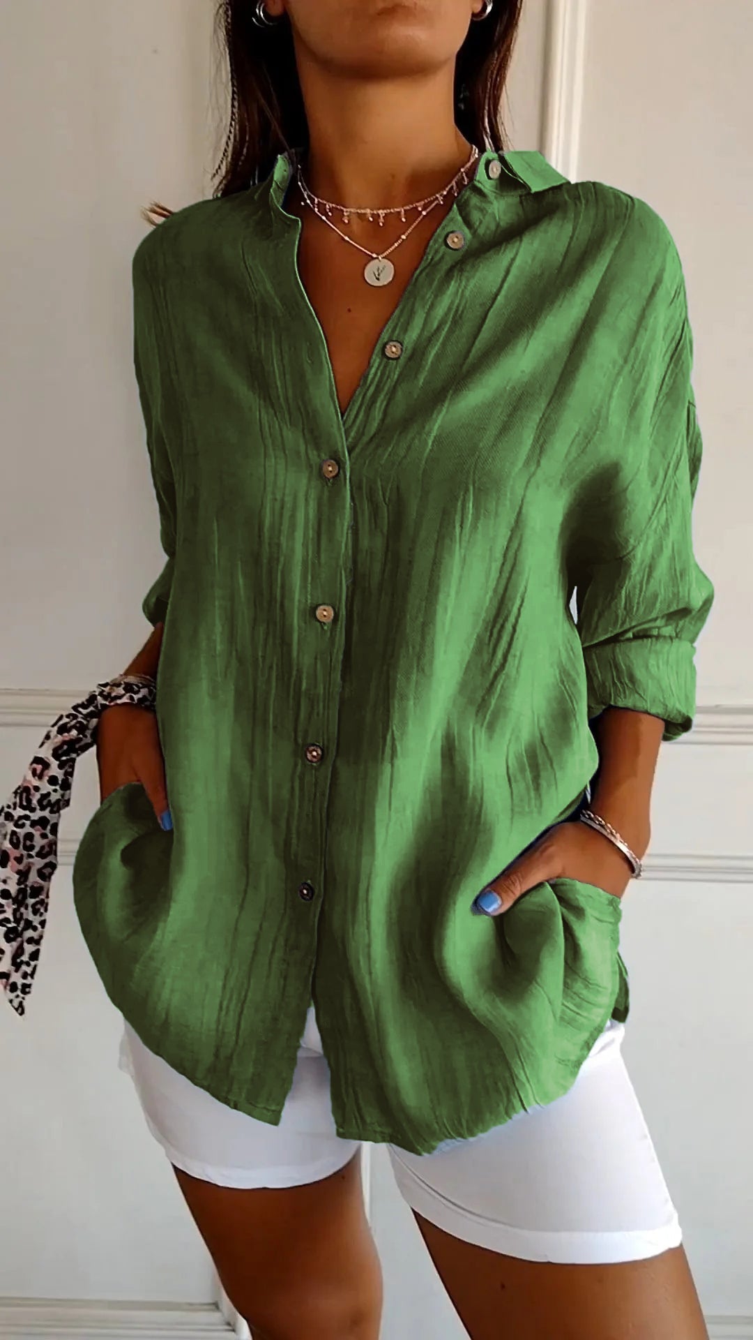 Lightweight Women's Button Down Shirt With Breathable Fabric For Office Or Casual Wear