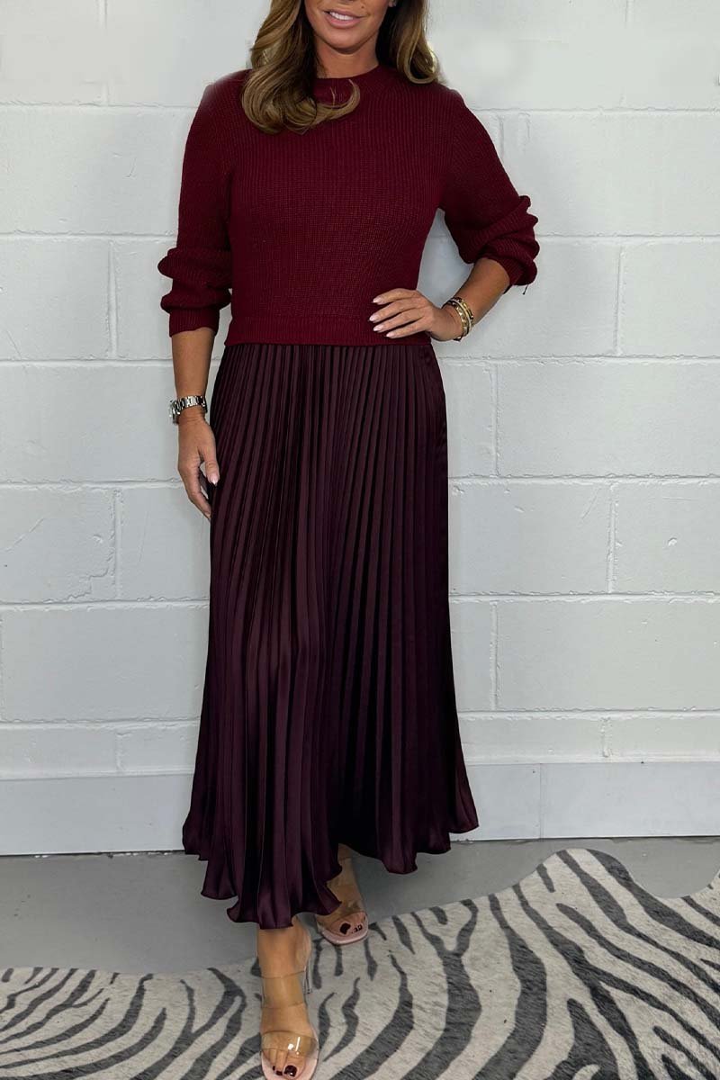 Women's Maxi Skirt - Pleated Design - High Waist - Elegant Folds
