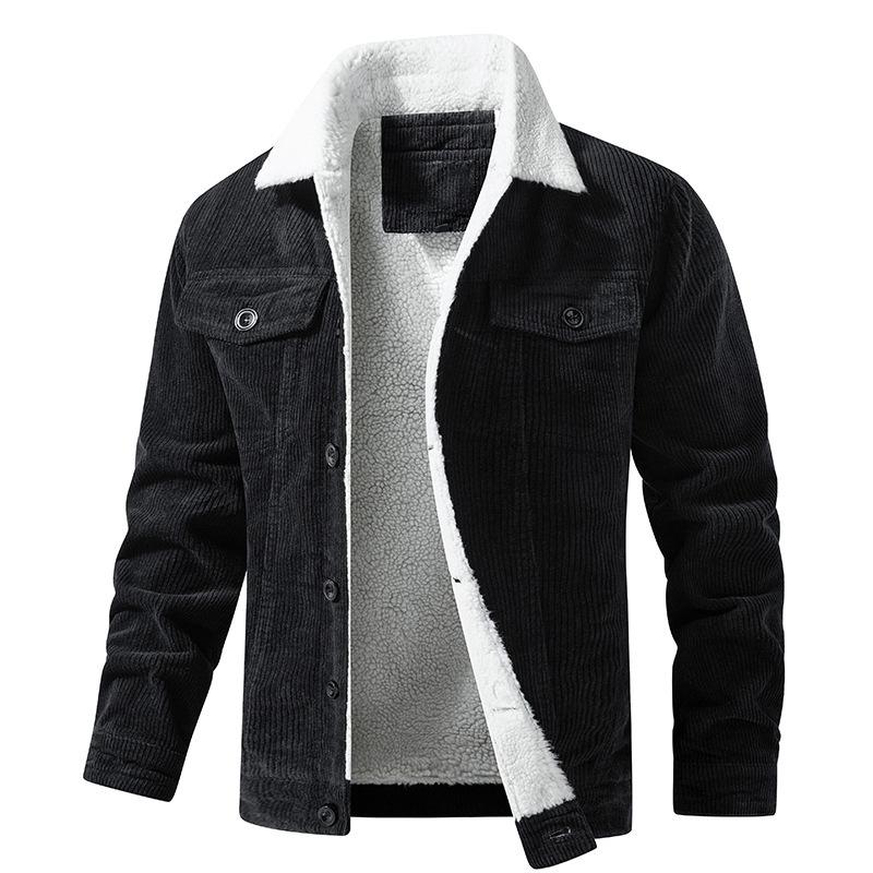 Men's Plush Collar Jacket For Cold Weather Warmth And Vintage Style Ideal For Layering