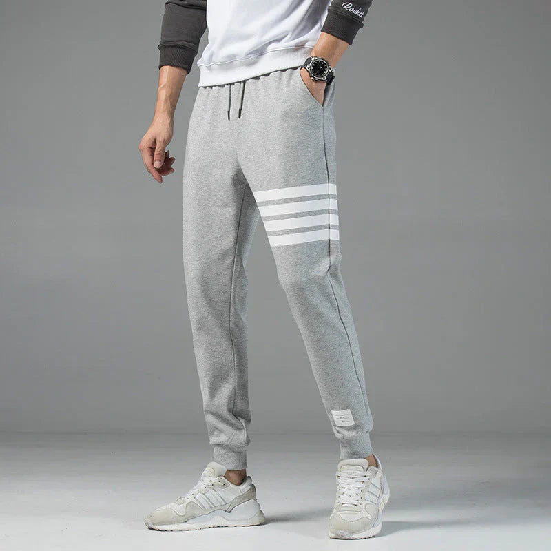 Nolan Striped Cotton Blend Jogger Sweatpants For Men With Side Stripes And Adjustable Drawstring Waist