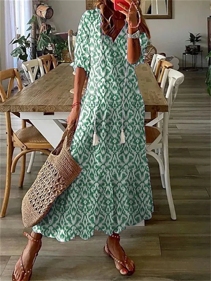 Jüli Maxi Summer Dress Airy Lightweight Short Sleeves For Women, Breathable All Day Comfort