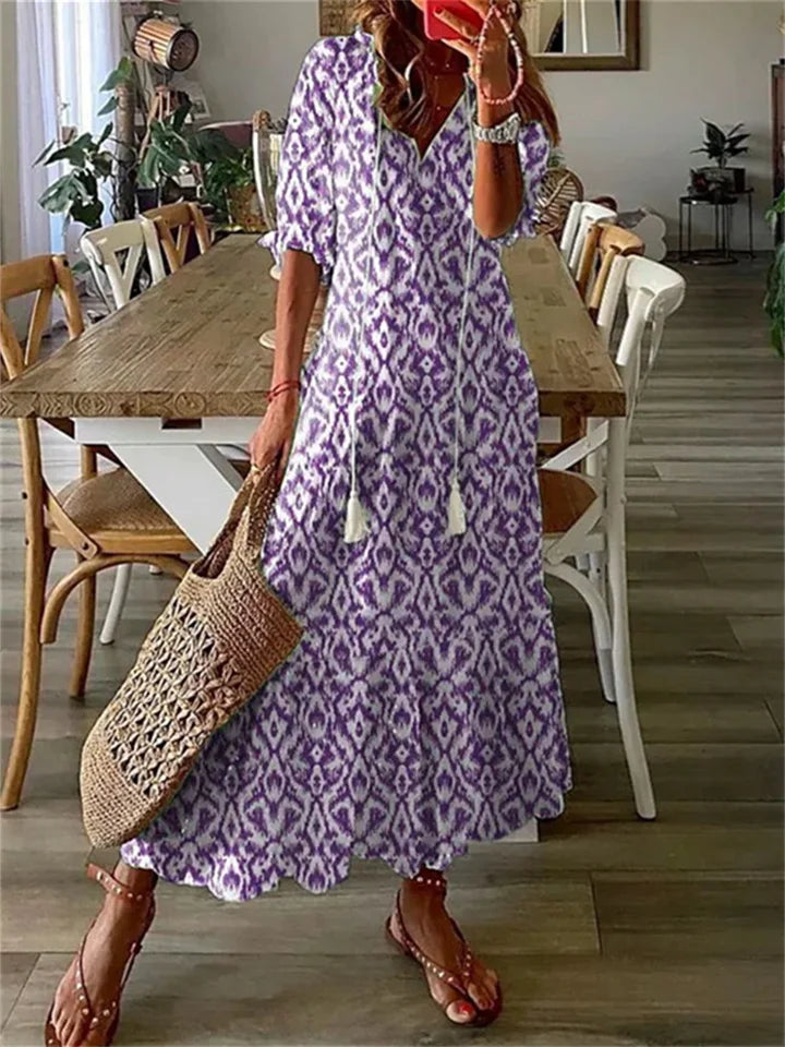 Jüli Maxi Summer Dress Airy Lightweight Short Sleeves For Women, Breathable All Day Comfort