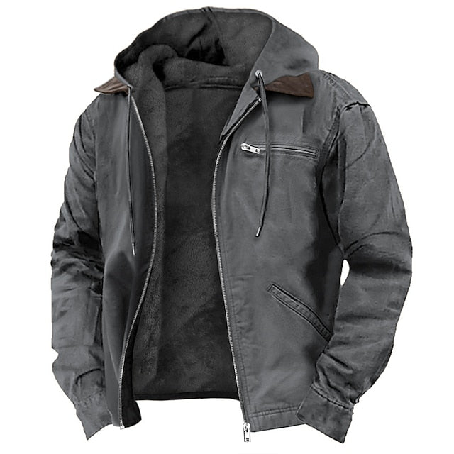 Mens Lined Hooded Jacket Winter Warmth With Soft Inner Lining For Everyday Outdoor