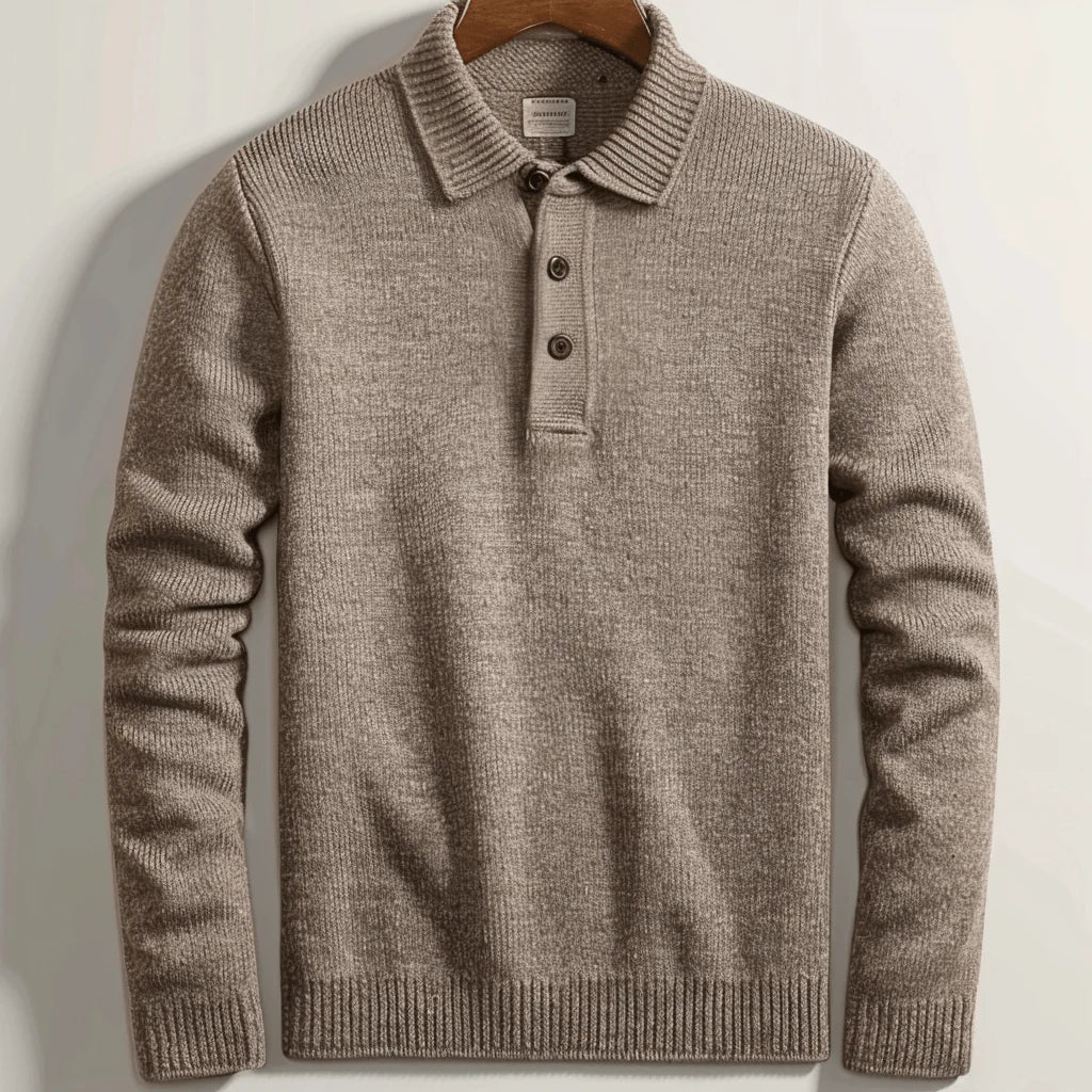 Men Polo Knit Sweater Long Sleeve Classic Collar With Soft Warmth For Everyday Style
