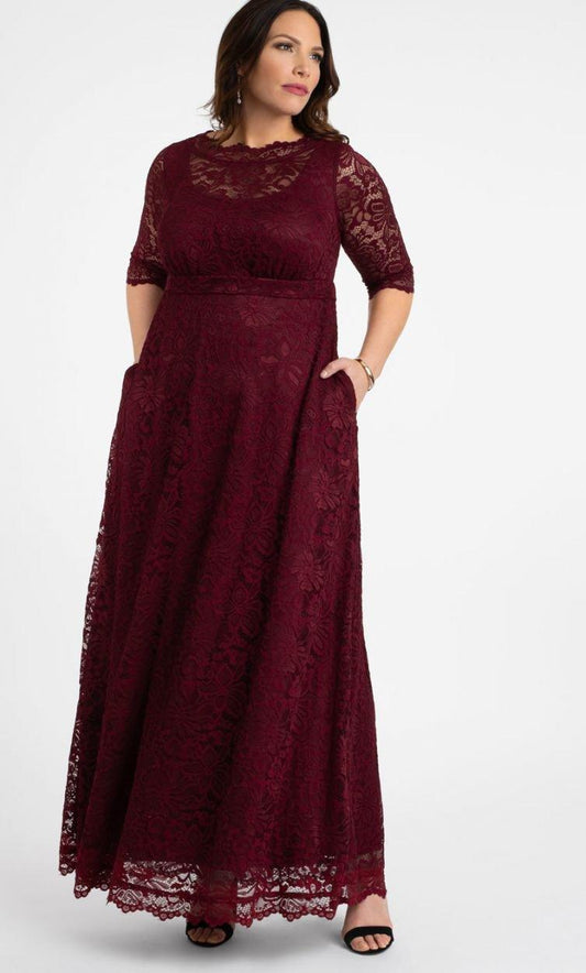 Kiyonna Long Plus Size Lace Dress Sale - TrendAura