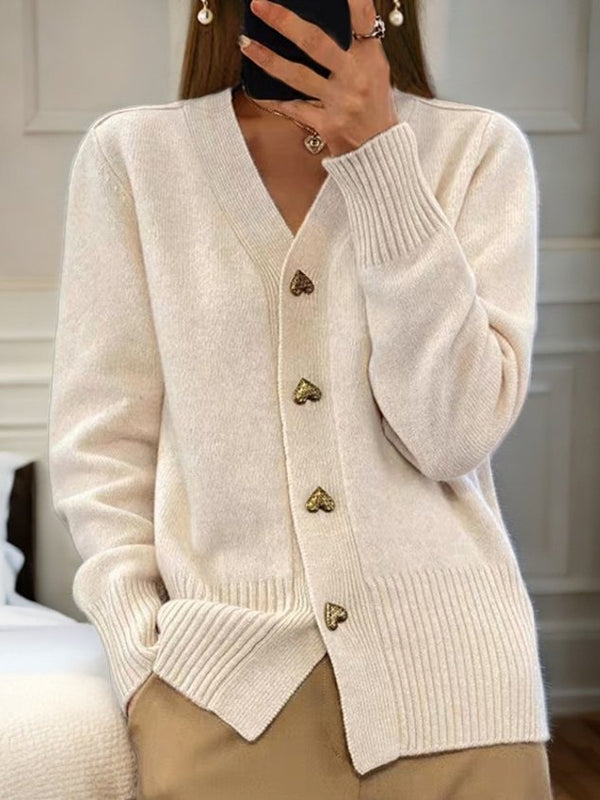 Krizzia Women Cardigan Thick V Neck Warm Elegant Vintage Preppy For Women Timeless Sophisticated