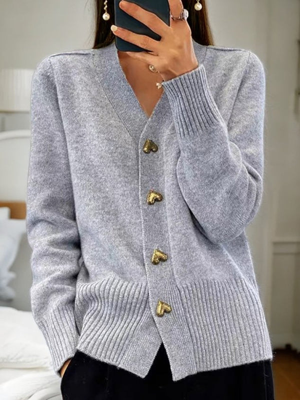 Krizzia Women Cardigan Thick V Neck Warm Elegant Vintage Preppy For Women Timeless Sophisticated