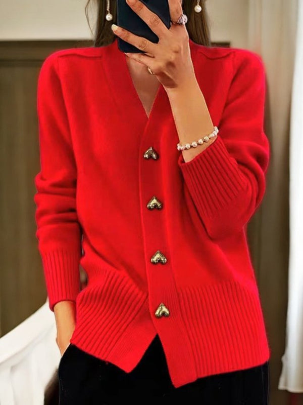 Krizzia Women Cardigan Thick V Neck Warm Elegant Vintage Preppy For Women Timeless Sophisticated