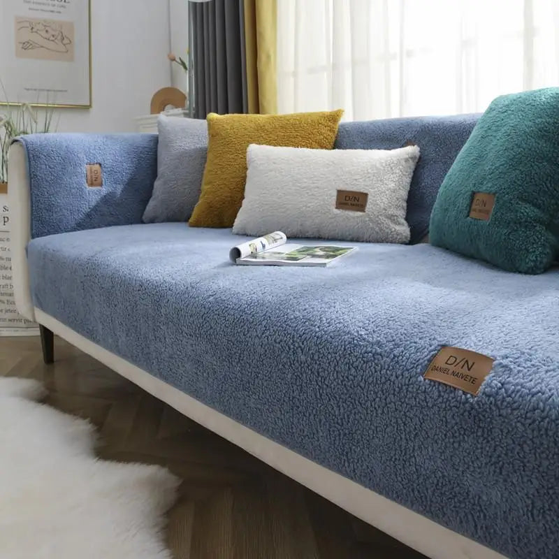 Sherpa Fleece Sofa Cover With Non Slip Backing Delivers Cozy Plush Warmth For Pet Owners And Families