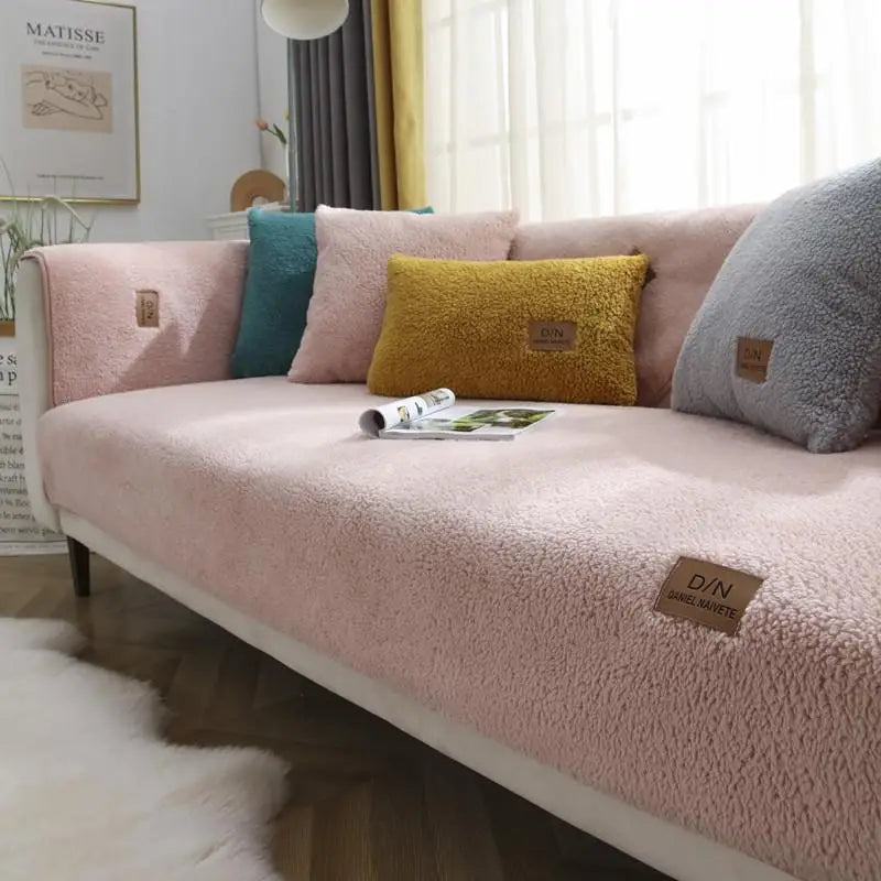 Sherpa Fleece Sofa Cover With Non Slip Backing Delivers Cozy Plush Warmth For Pet Owners And Families