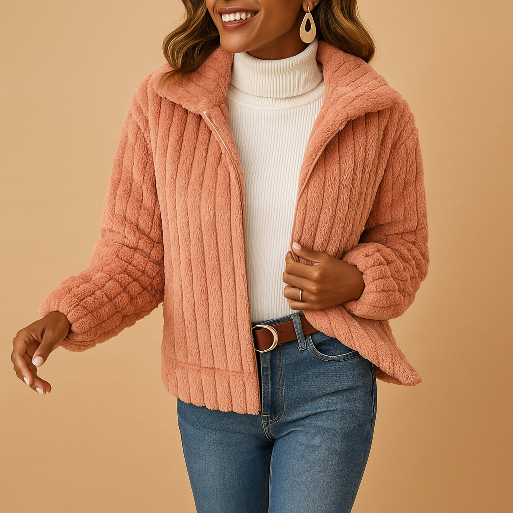 Isabelle Long Fleece Jacket For Women With Stand Up Collar Cozy Pockets And Premium Warmth
