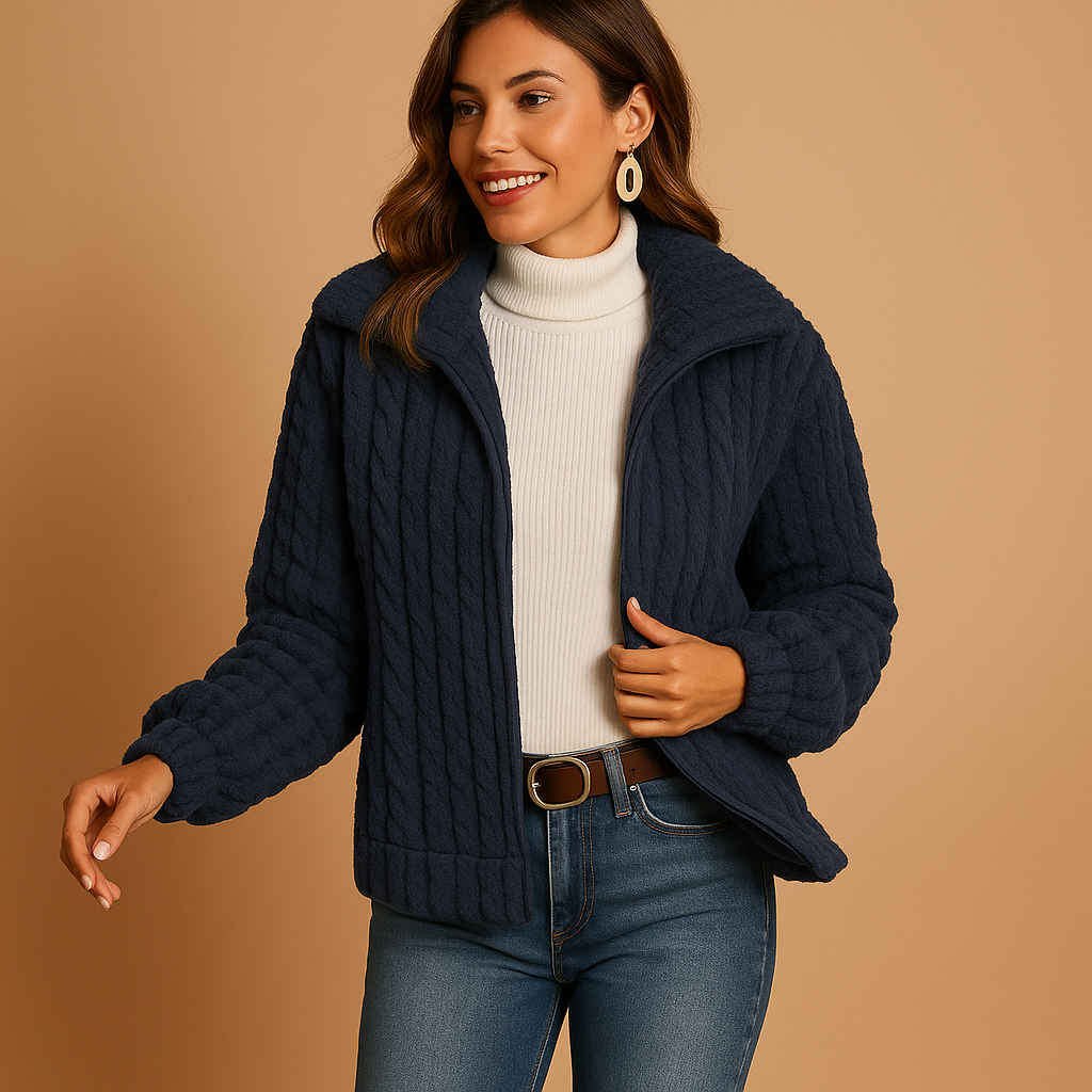 Isabelle Long Fleece Jacket For Women With Stand Up Collar Cozy Pockets And Premium Warmth